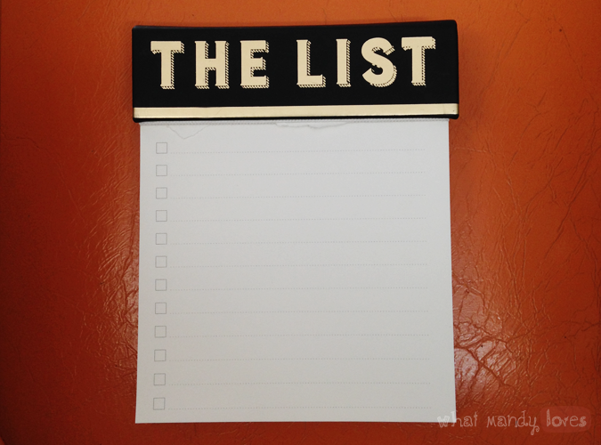 What Mandy Loves: Image of my list notepad via www.whatmandyloves.com